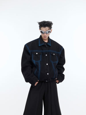 Vintage-Washed-Denim-Jacket---Distressed-Short-Cropped-Fit-Black