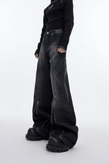 Vintage-Washed-Distressed-Flared-Jeans-with-Metal-Zipper-Gray