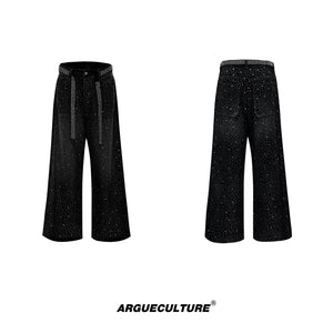 Vintage-Washed-Distressed-Star-Embroidered-Wide-Leg-Jeans-Black