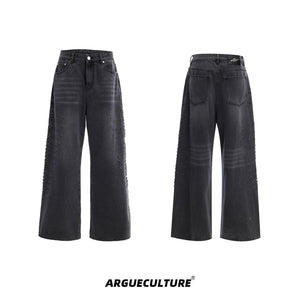 Vintage-Washed-Snake-Eye-Studded-Denim-Jeans-Gray-Bottoms
