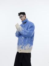 Winter-Gradient-Knit-Sweater-with-Metal-Buttons---Faux-Fur-Trim-Blue
