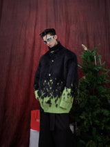 Winter-Gradient-Knit-Sweater-with-Metal-Buttons---Faux-Fur-Trim-Green