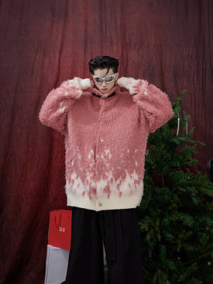 Winter-Gradient-Knit-Sweater-with-Metal-Buttons---Faux-Fur-Trim-Pink