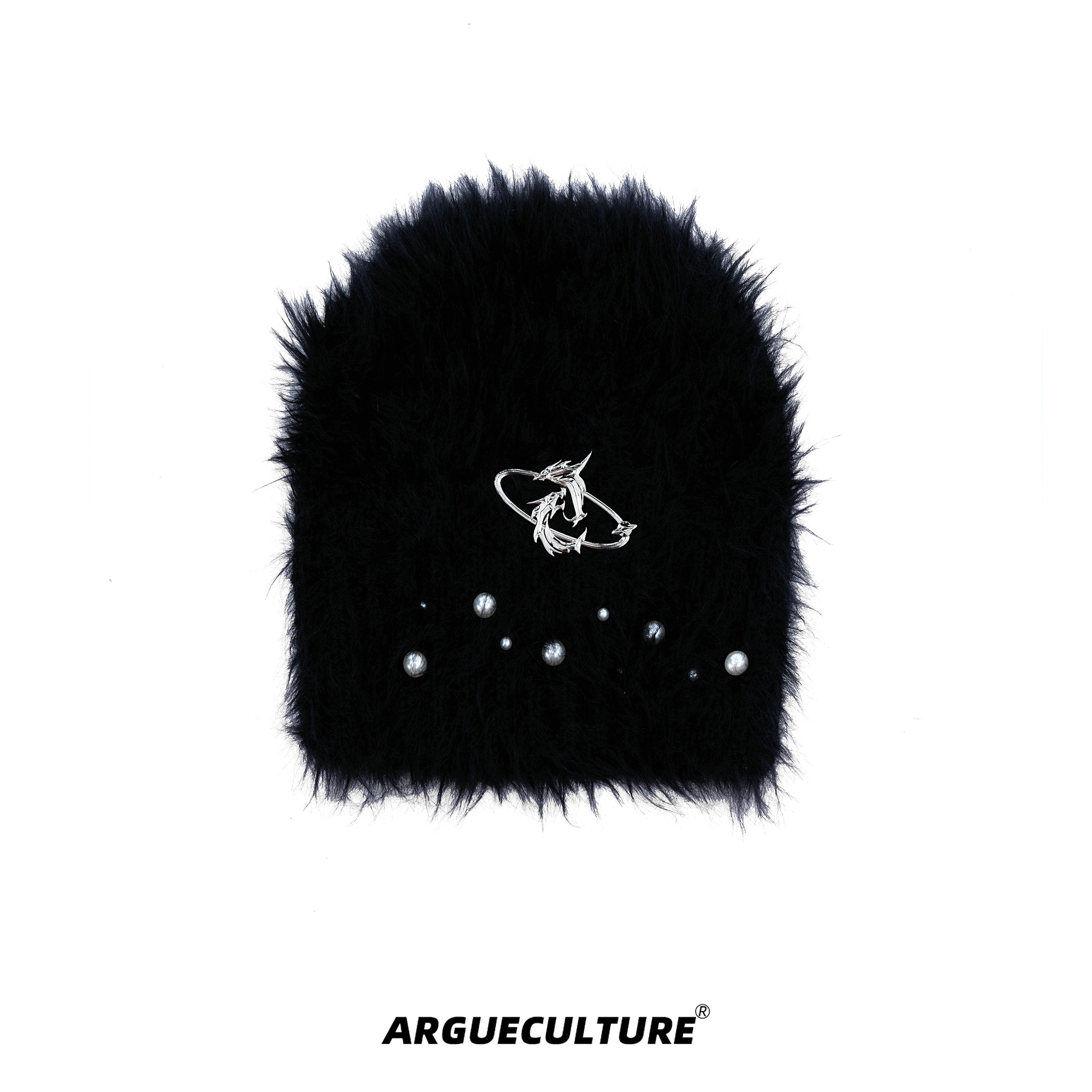 Winter-Knit-Beanie-with-Pearl-Accents---Fluffy-Thick-Streetwear-Cap-Black-Woolen-Hat