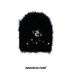Winter-Knit-Beanie-with-Pearl-Accents---Fluffy-Thick-Streetwear-Cap-Black-Woolen-Hat