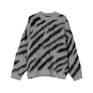 Zebra-Stripe-Mohair-Sweater---Oversized-Crewneck-Streetwear-Top-Gray