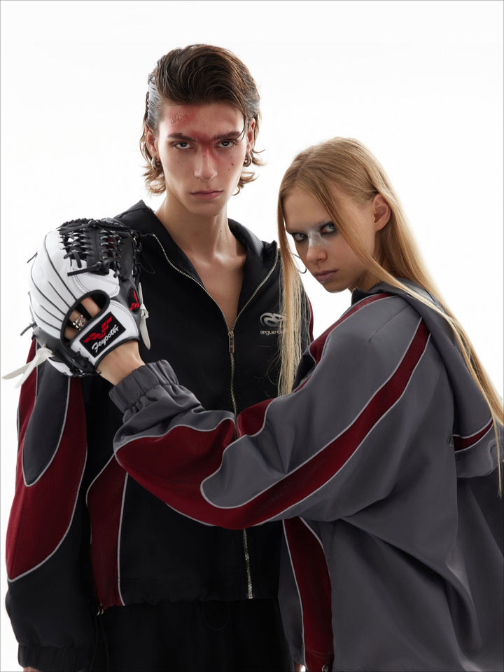 Reflective Tracksuit with Faux Leather Panels ¨C Futuristic Contrast Hoodie Set - ArgueCulture