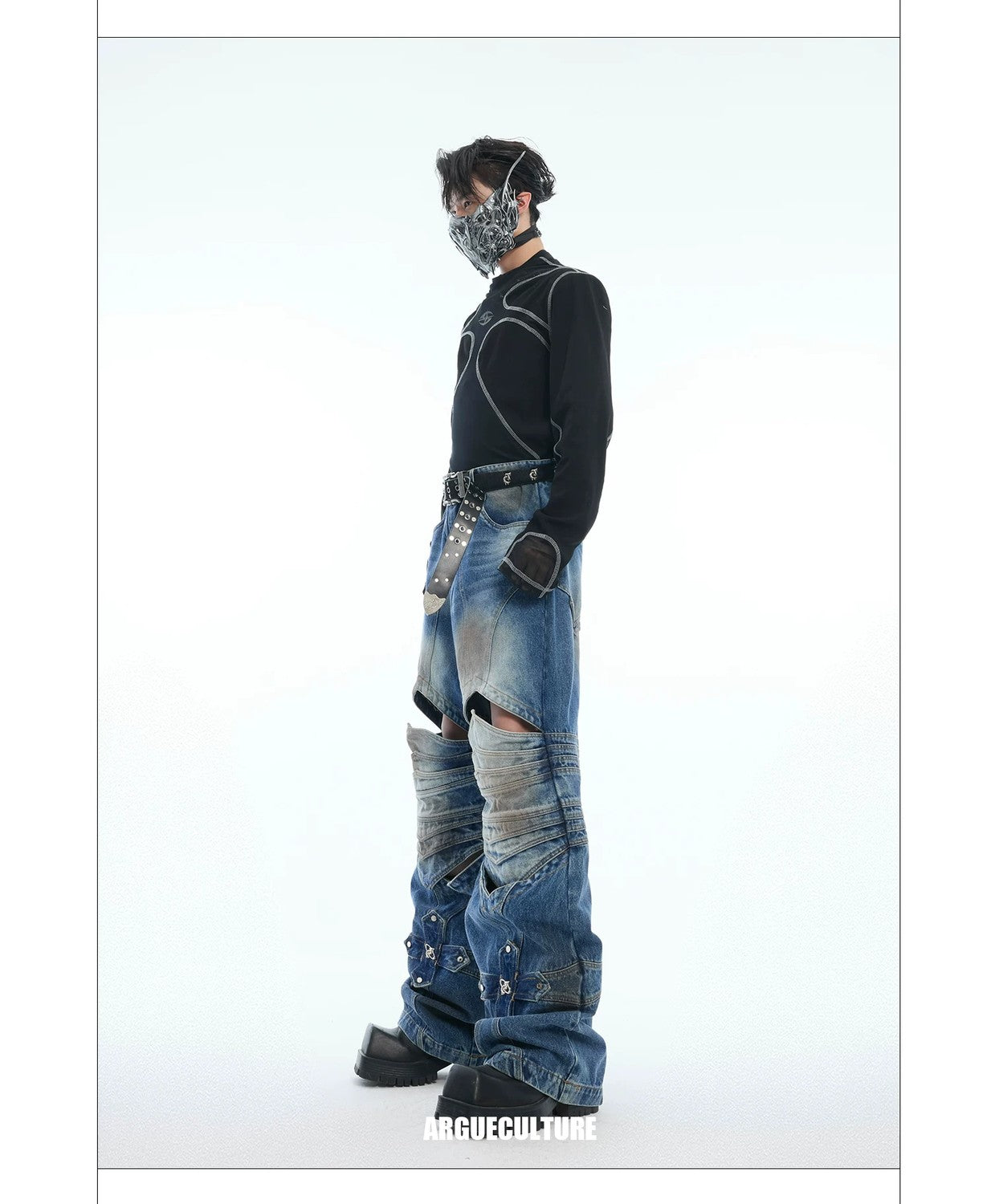 desc::armor-cross-hollow-deconstructed-baggy-jeans-detail-img-7