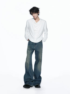 Asymmetric Cowl Neck Rayon Long Sleeve Streetwear Top - main image 4