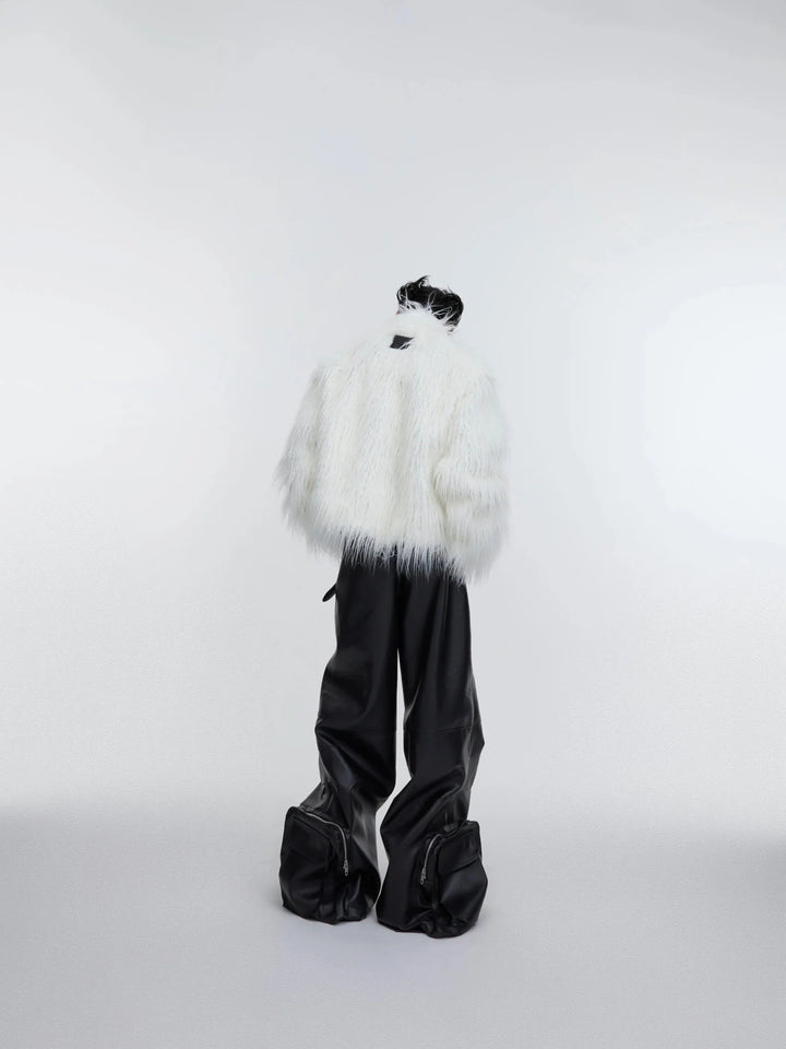 Autumn - Winter Faux Fur Heavy Coat | Ripple - Effect Long Hair Cotton Jacket - ArguE CulturE