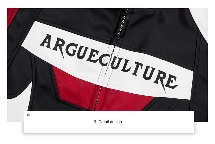 Avant - Garde Color Block Biker Faux Leather Jacket with Deconstructed - ArguE CulturE