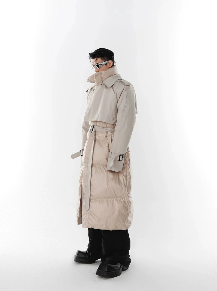 Avant - Garde Deconstructed Down Coat | Two - Piece Long Trench and Puffer Jacket - ArguE CulturE