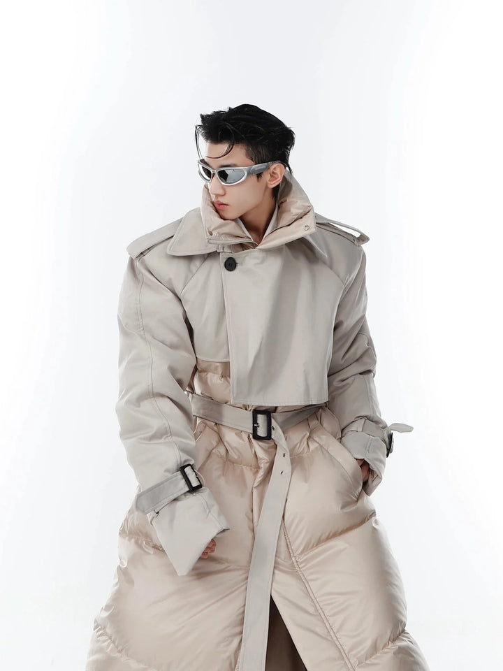 Avant - Garde Deconstructed Down Coat | Two - Piece Long Trench and Puffer Jacket - ArguE CulturE