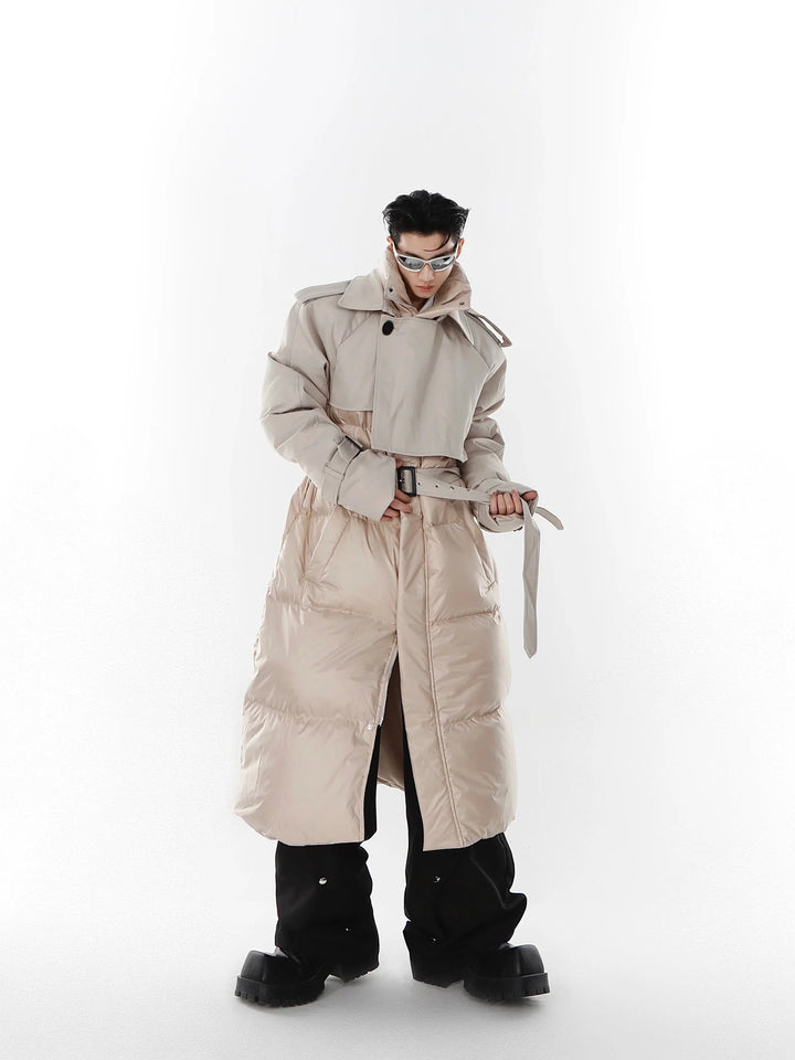 Avant - Garde Deconstructed Down Coat | Two - Piece Long Trench and Puffer Jacket - ArguE CulturE