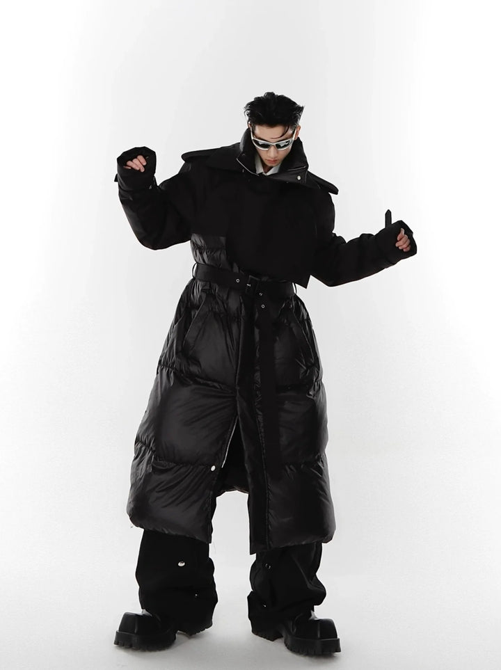 Avant - Garde Deconstructed Down Coat | Two - Piece Long Trench and Puffer Jacket - ArguE CulturE