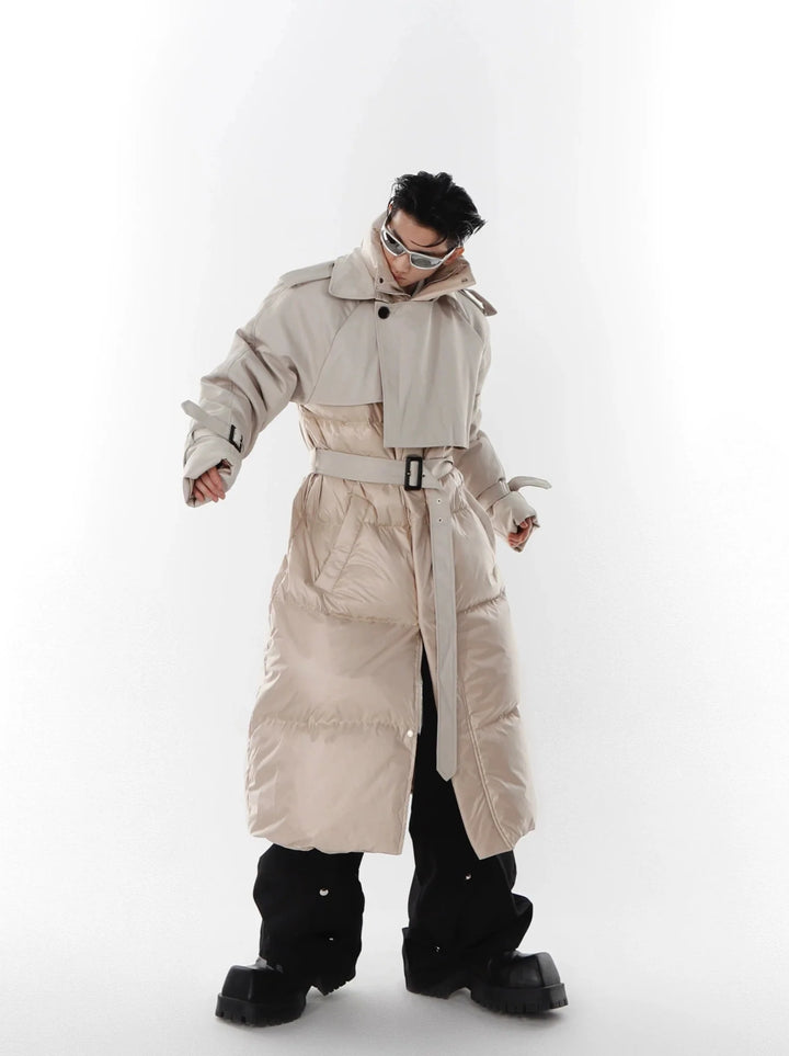 Avant - Garde Deconstructed Down Coat | Two - Piece Long Trench and Puffer Jacket - ArguE CulturE