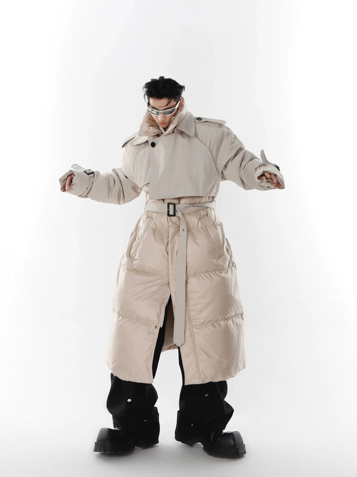 Avant - Garde Deconstructed Down Coat | Two - Piece Long Trench and Puffer Jacket - ArguE CulturE