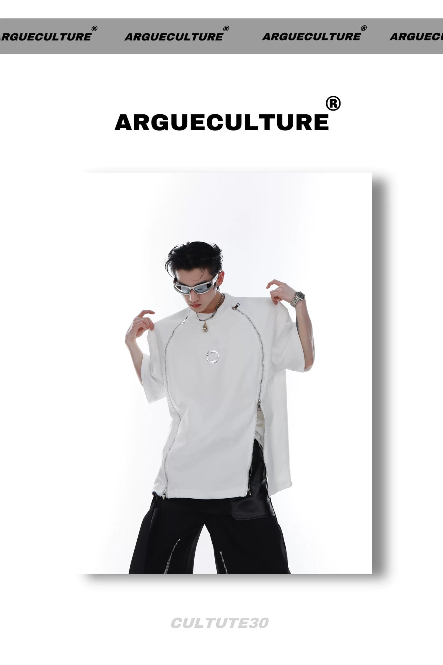 desc::avant-garde-double-zipper-shoulder-pad-tee-metal-print-detail-img-13