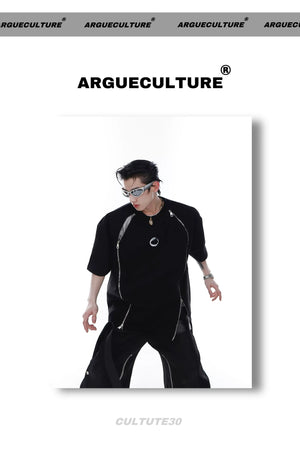 desc::avant-garde-double-zipper-shoulder-pad-tee-metal-print-detail-img-5