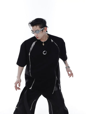 Close-up of the 3D metal print on a premium cotton T-shirt