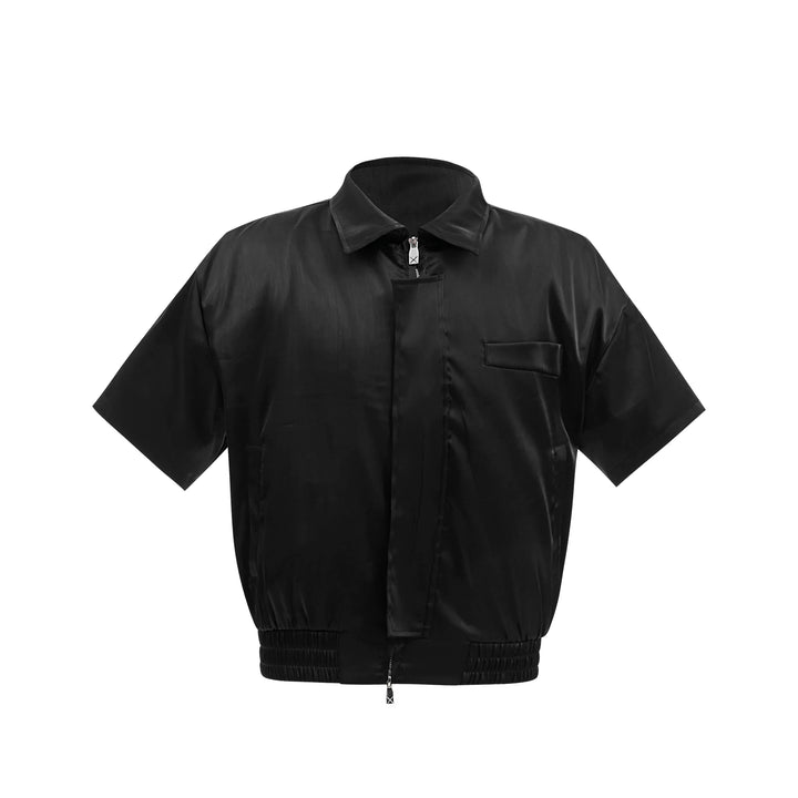 Avant - Garde Liquid Gloss Short Sleeve Shirt Loose Fit Textured Design - ArguE CulturE