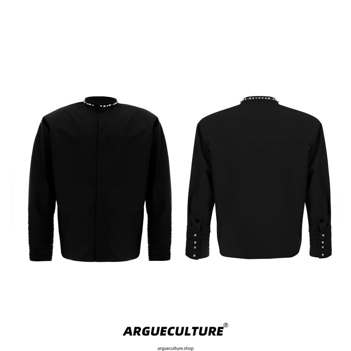 Baroque Pearl Padded Shoulder Shirt Luxurious Design Unisex - ArgueCulture