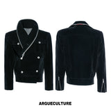 Black Crocodile-Texture Cropped Zip Biker Jacket - Black