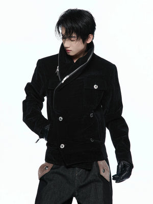 Black Crocodile-Texture Cropped Zip Biker Jacket - main image 1