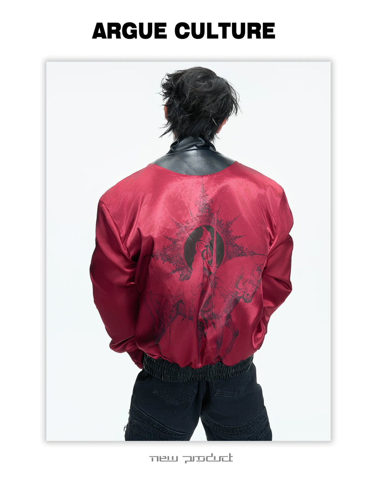 Black Faux Leather Flight Buckle Stand Collar Jacket - detail image 5