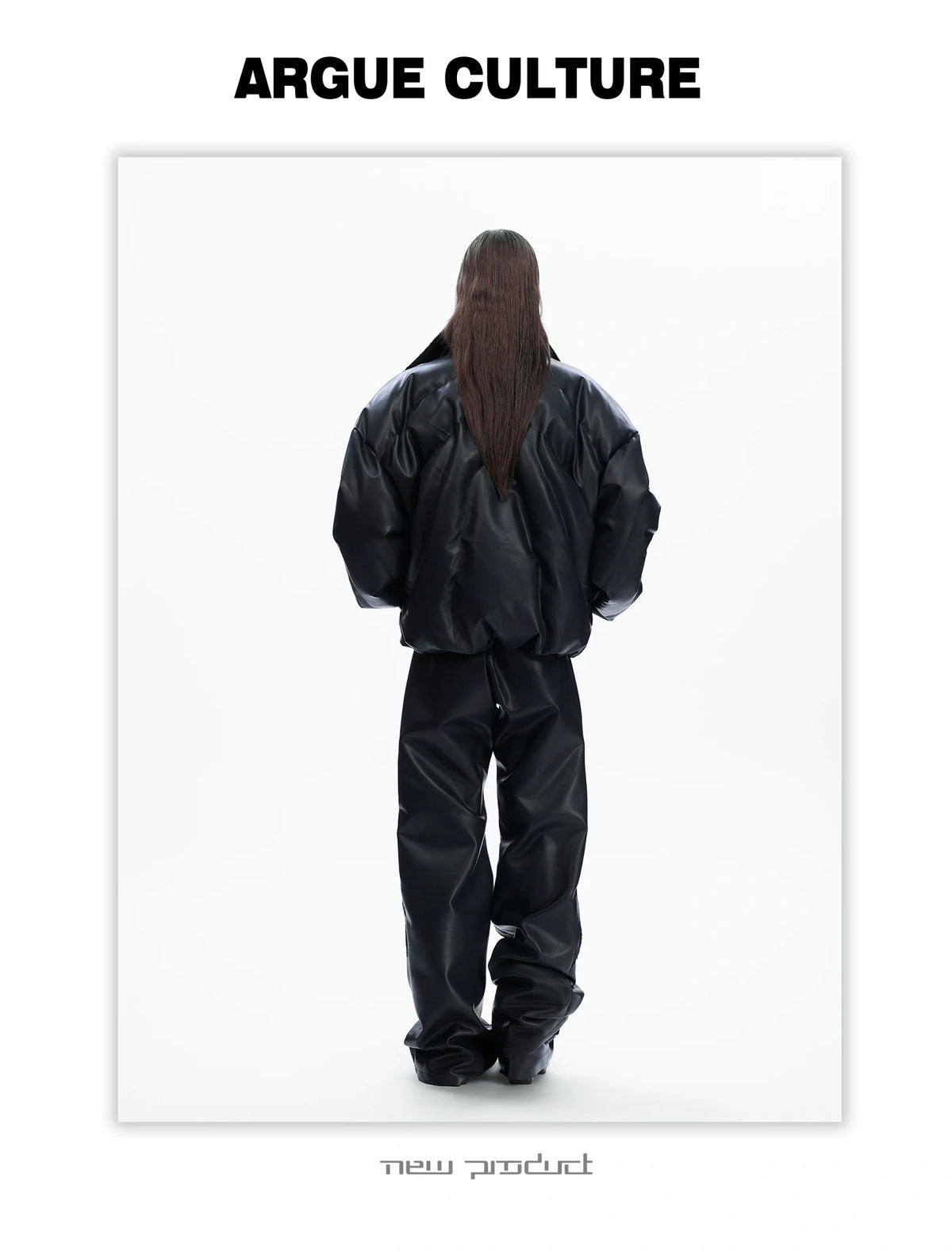 Black Faux Leather Hooded Padded Jacket | Layered - detail image 5