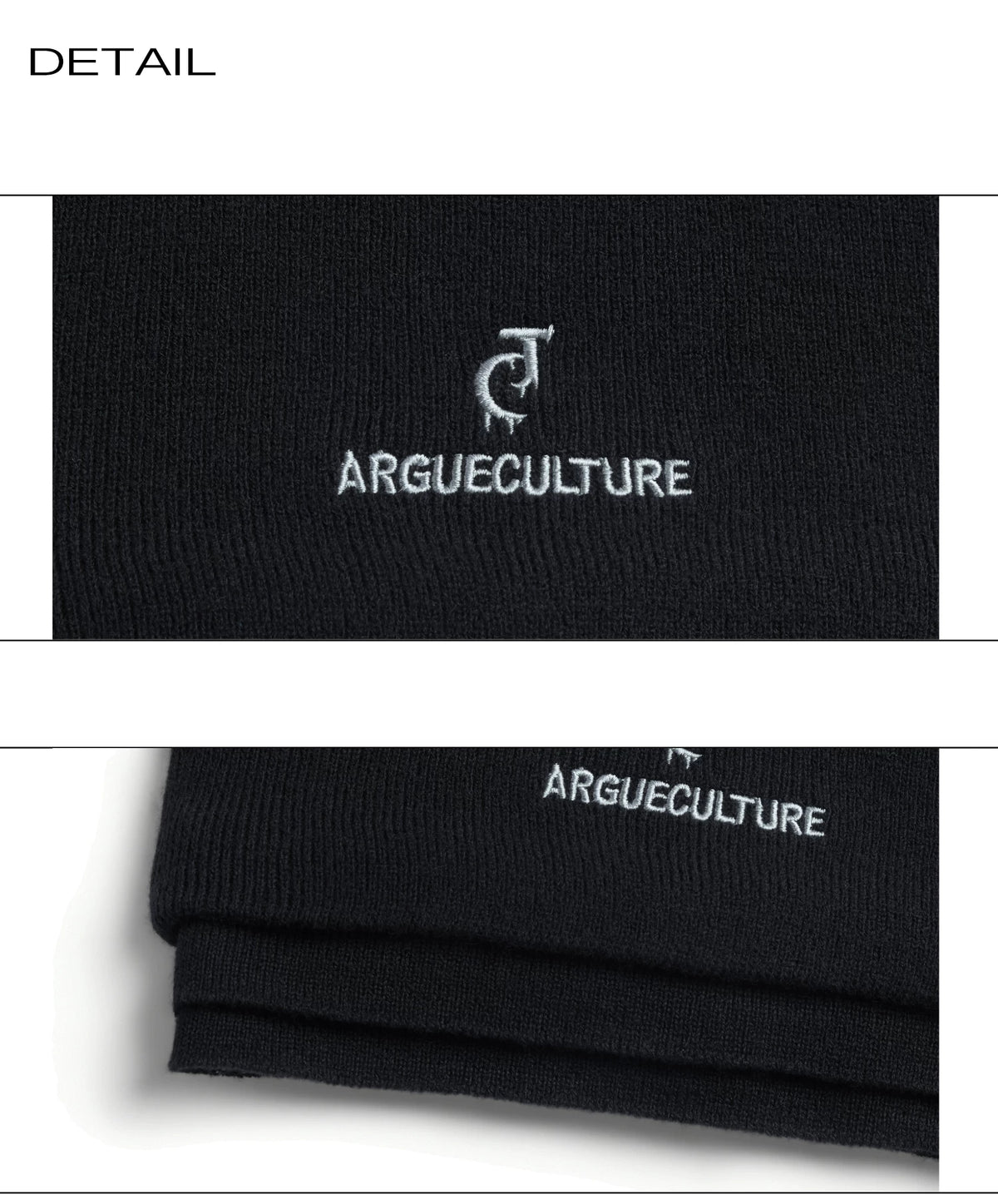 Black Faux Three-Layer Cotton-Wool Knit Beanie Hat - detail image 4