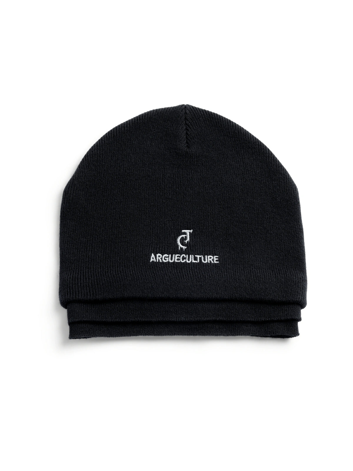 Black Faux Three-Layer Cotton-Wool Knit Beanie Hat - main image 5