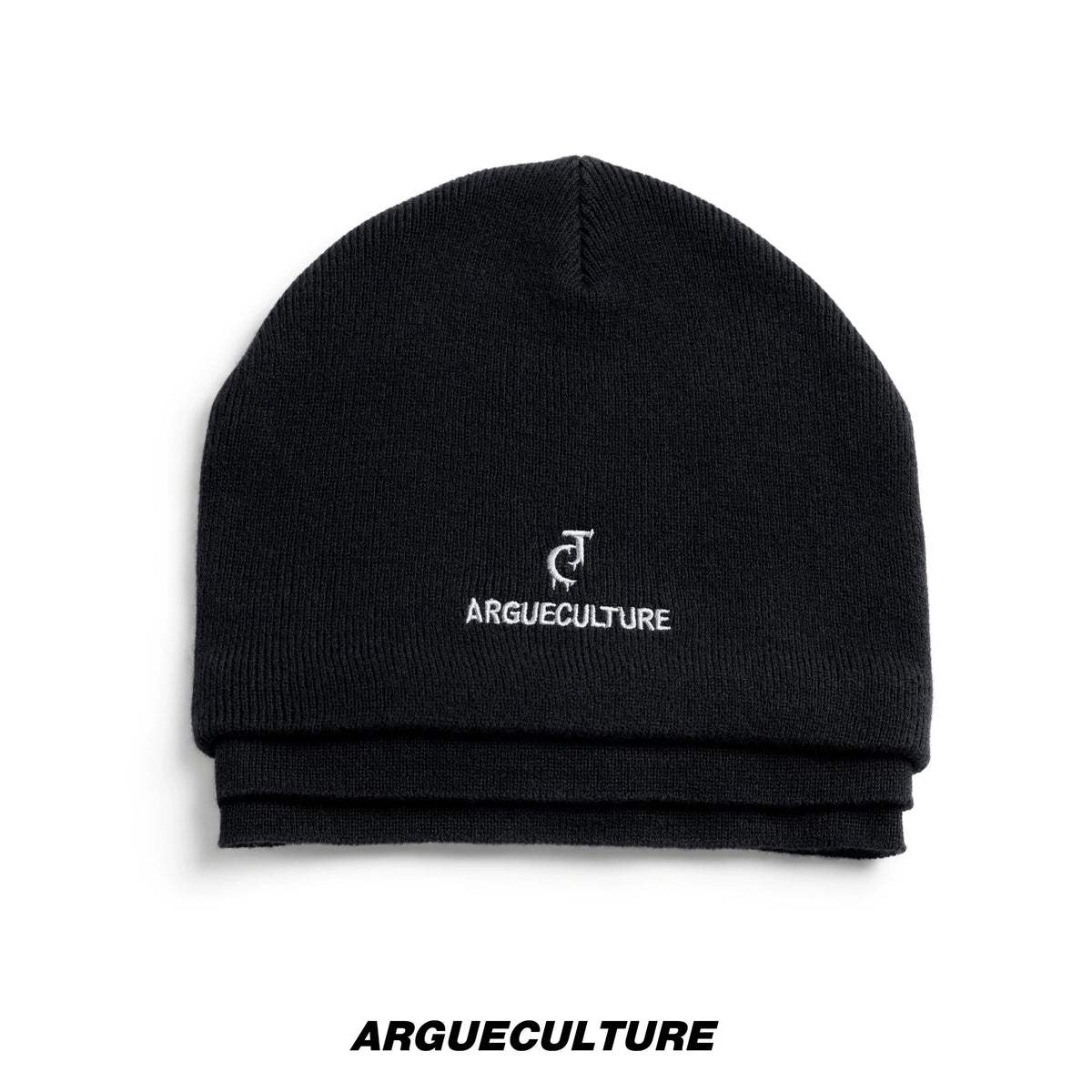 Black Faux Three-Layer Cotton-Wool Knit Beanie Hat - Black