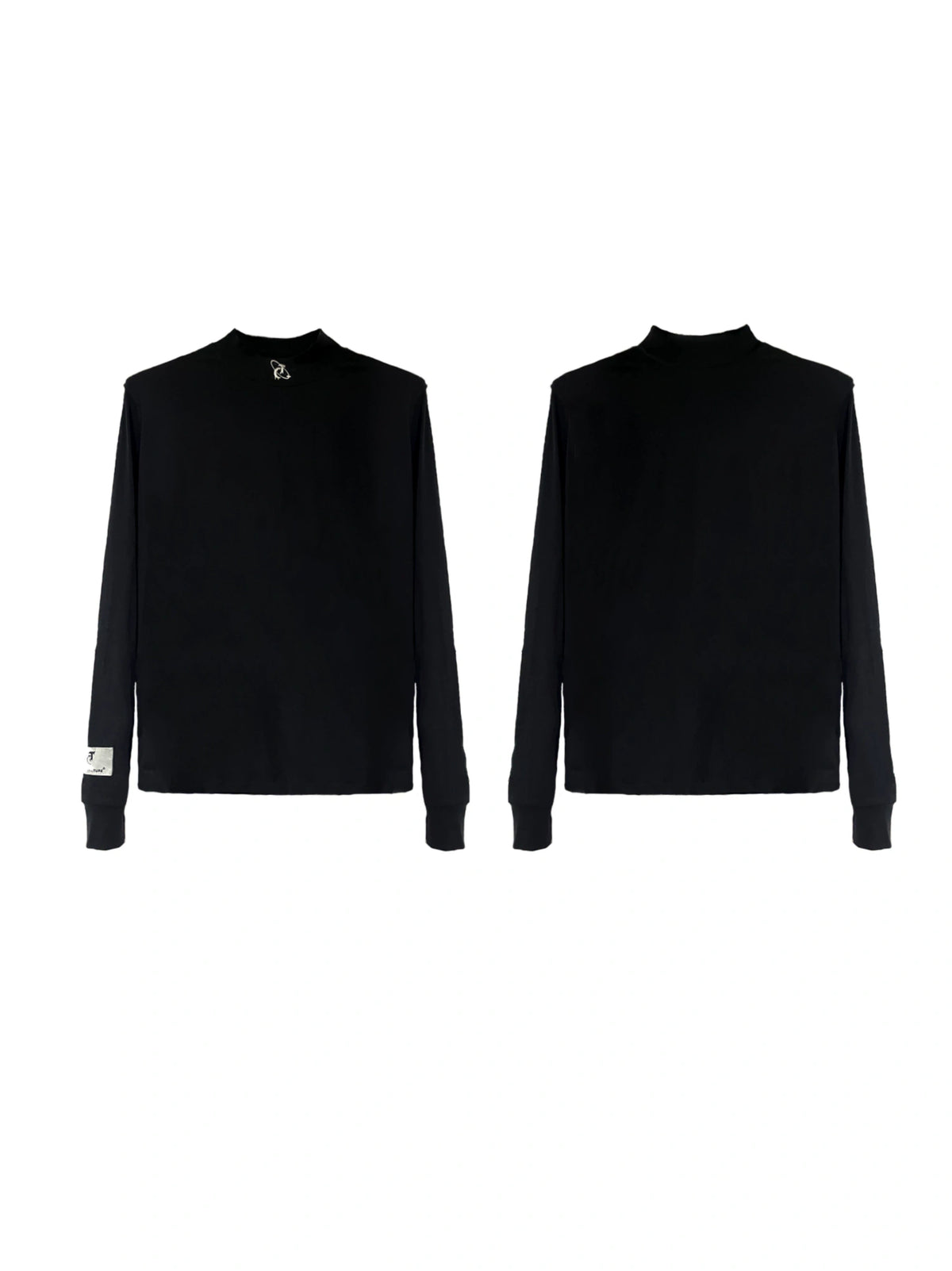 Black Mock-Neck Logo Long-Sleeve T-Shirt | Cotton Blend - detail image 2