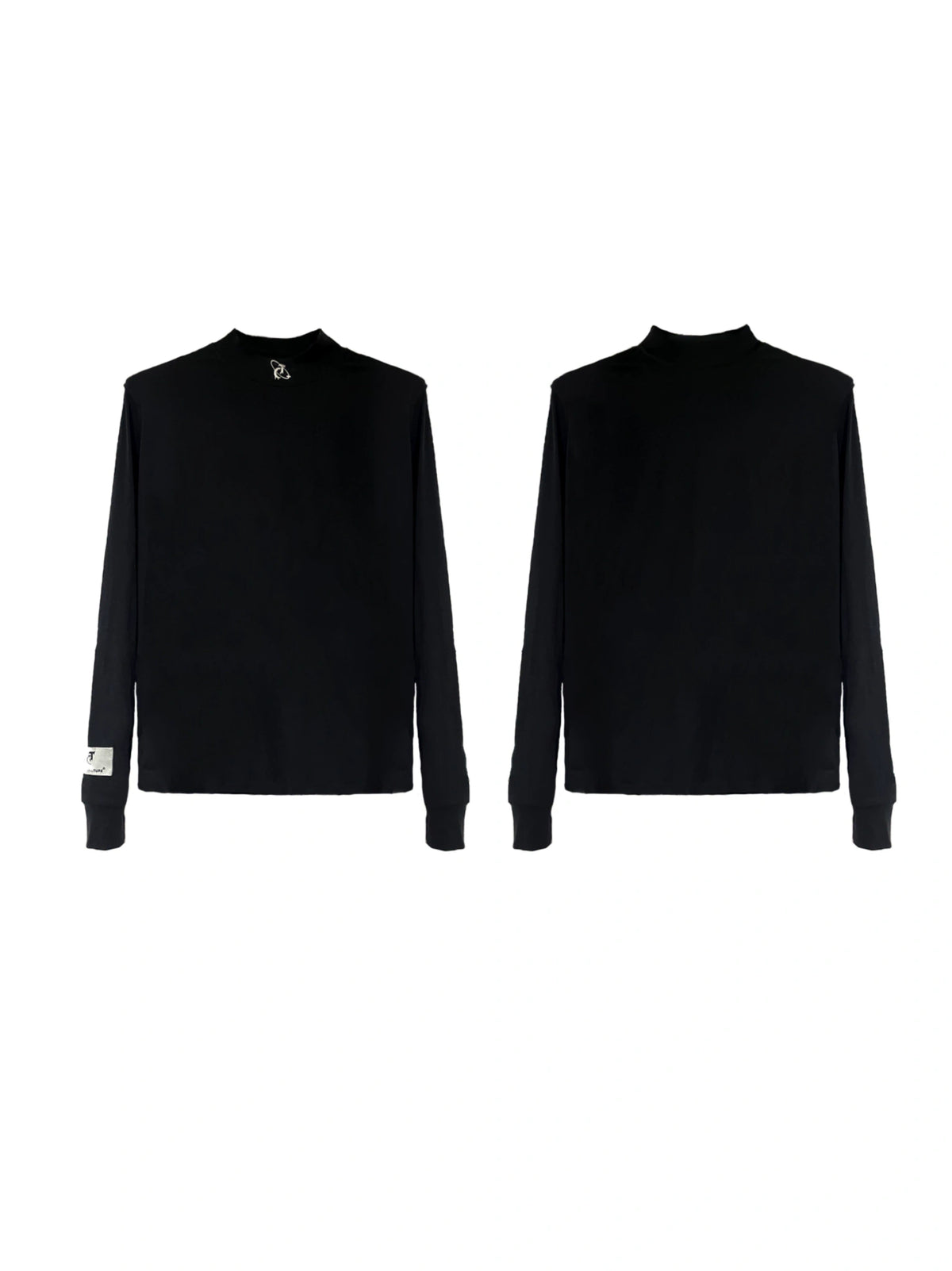 Black Mock-Neck Logo Long-Sleeve T-Shirt | Cotton Blend - main image 5