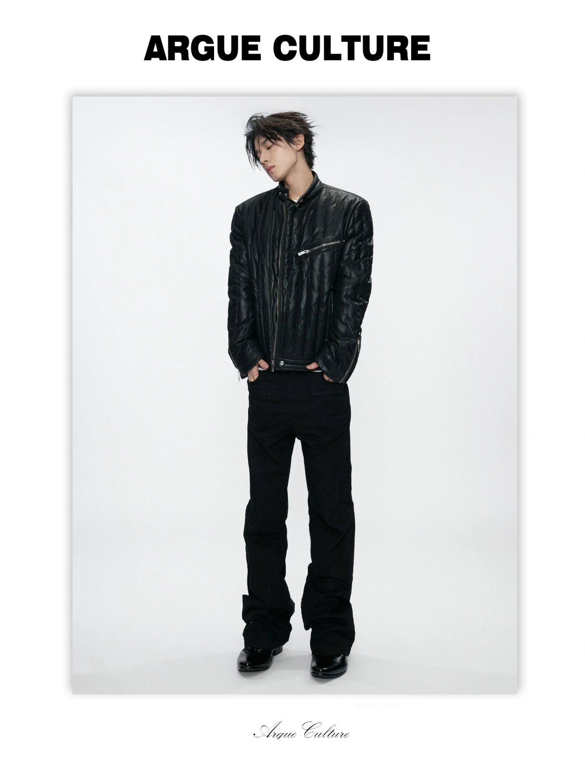 Black Multi-Pocket 3D Straight-Leg Twill Trousers - detail image 3