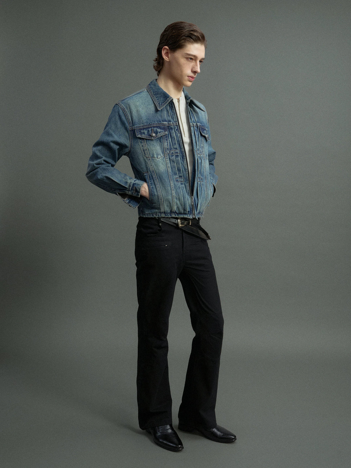 Black Multi-Pocket 3D Straight-Leg Twill Trousers - main image 3