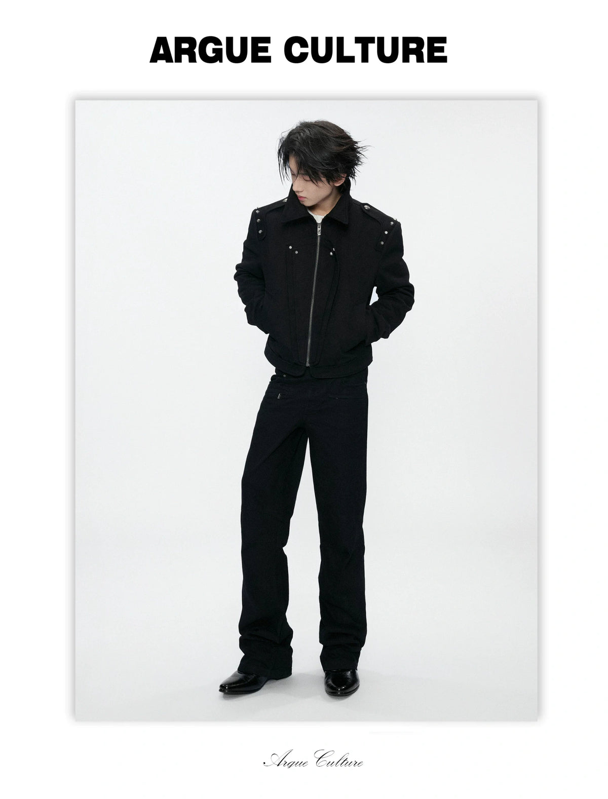 Black Multi-Pocket 3D Straight-Leg Twill Trousers - detail image 12