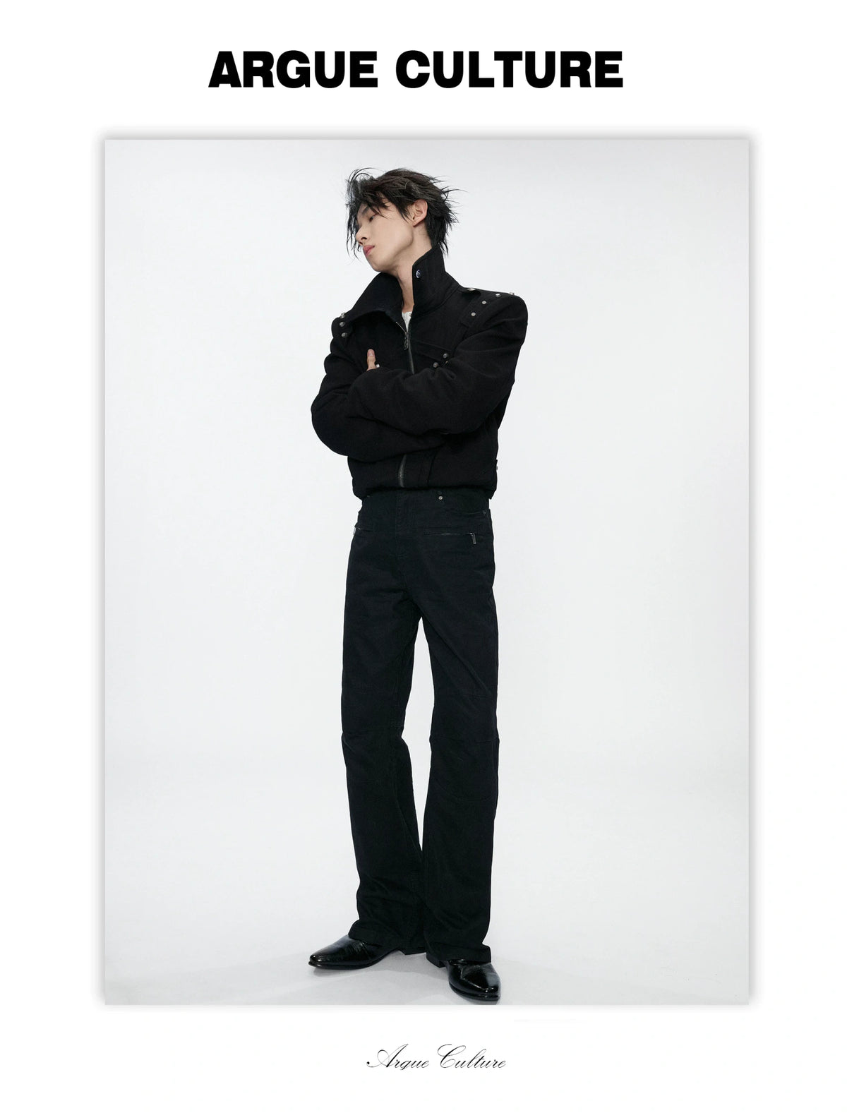 Black Multi-Pocket 3D Straight-Leg Twill Trousers - detail image 10