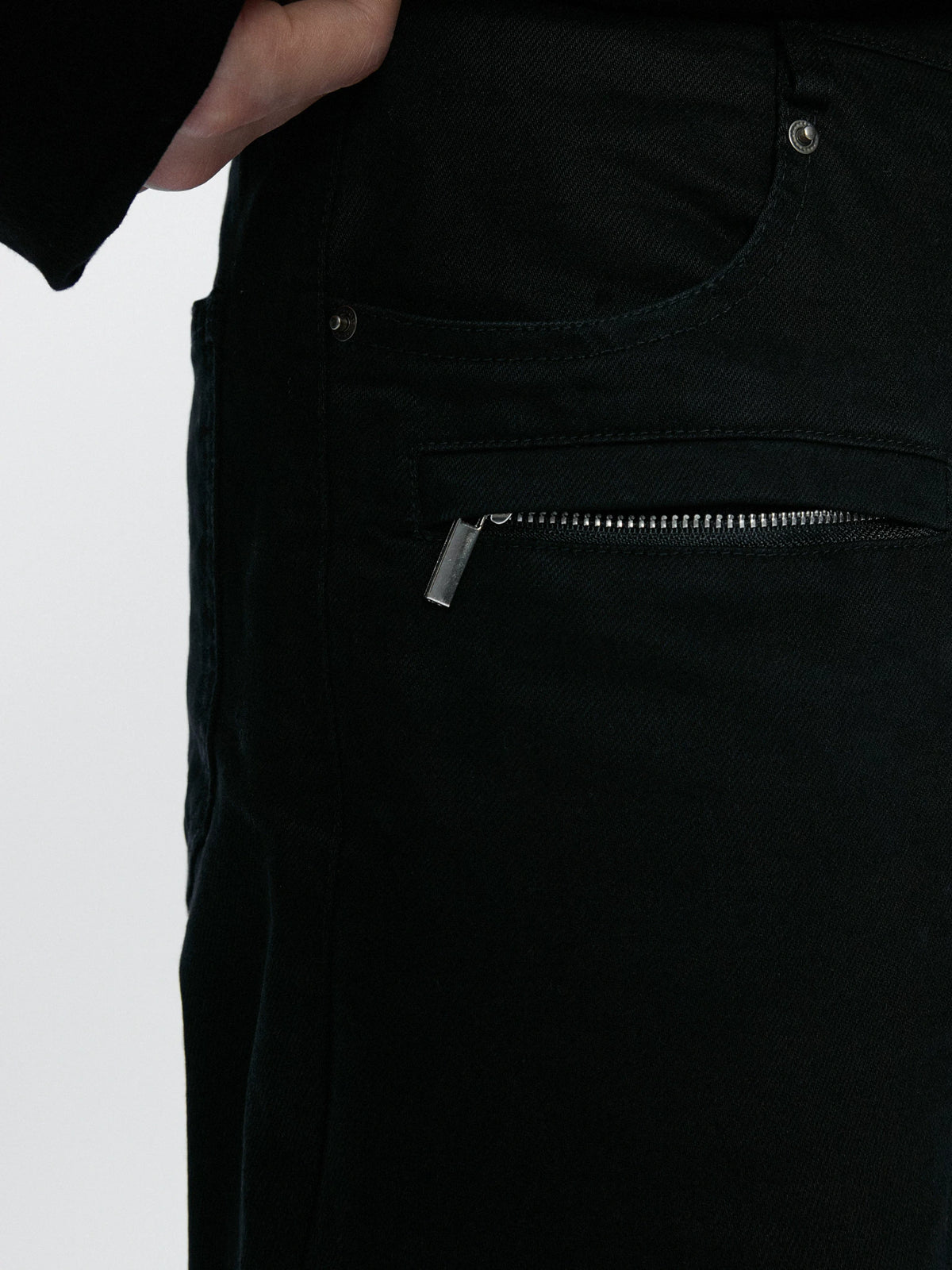 Black Multi-Pocket 3D Straight-Leg Twill Trousers - main image 2
