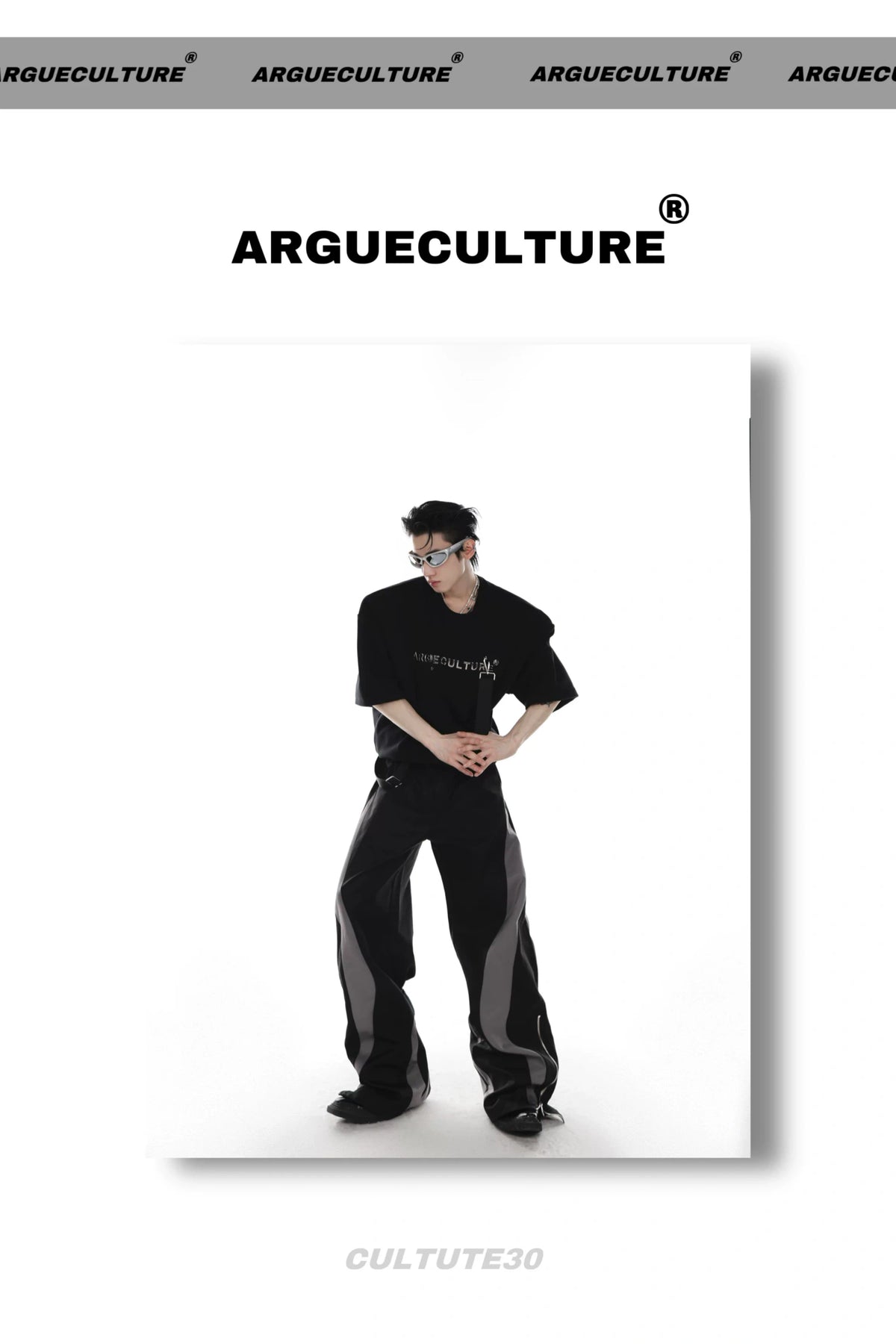 Black Oversized Metal Logo Ribbon T-Shirt | Futurist - detail image 10