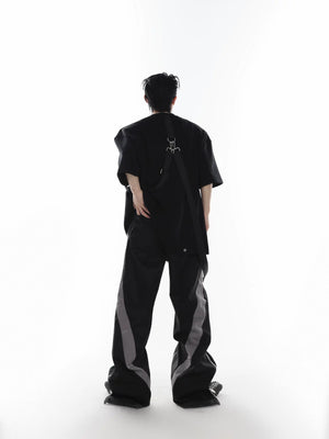Black Oversized Metal Logo Ribbon T-Shirt | Futurist - main image 5