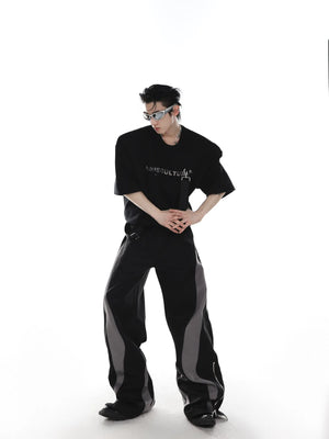 Black Oversized Metal Logo Ribbon T-Shirt | Futurist - main image 2