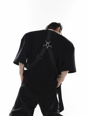 Black Oversized Metal Logo Ribbon T-Shirt | Futurist - main image 4
