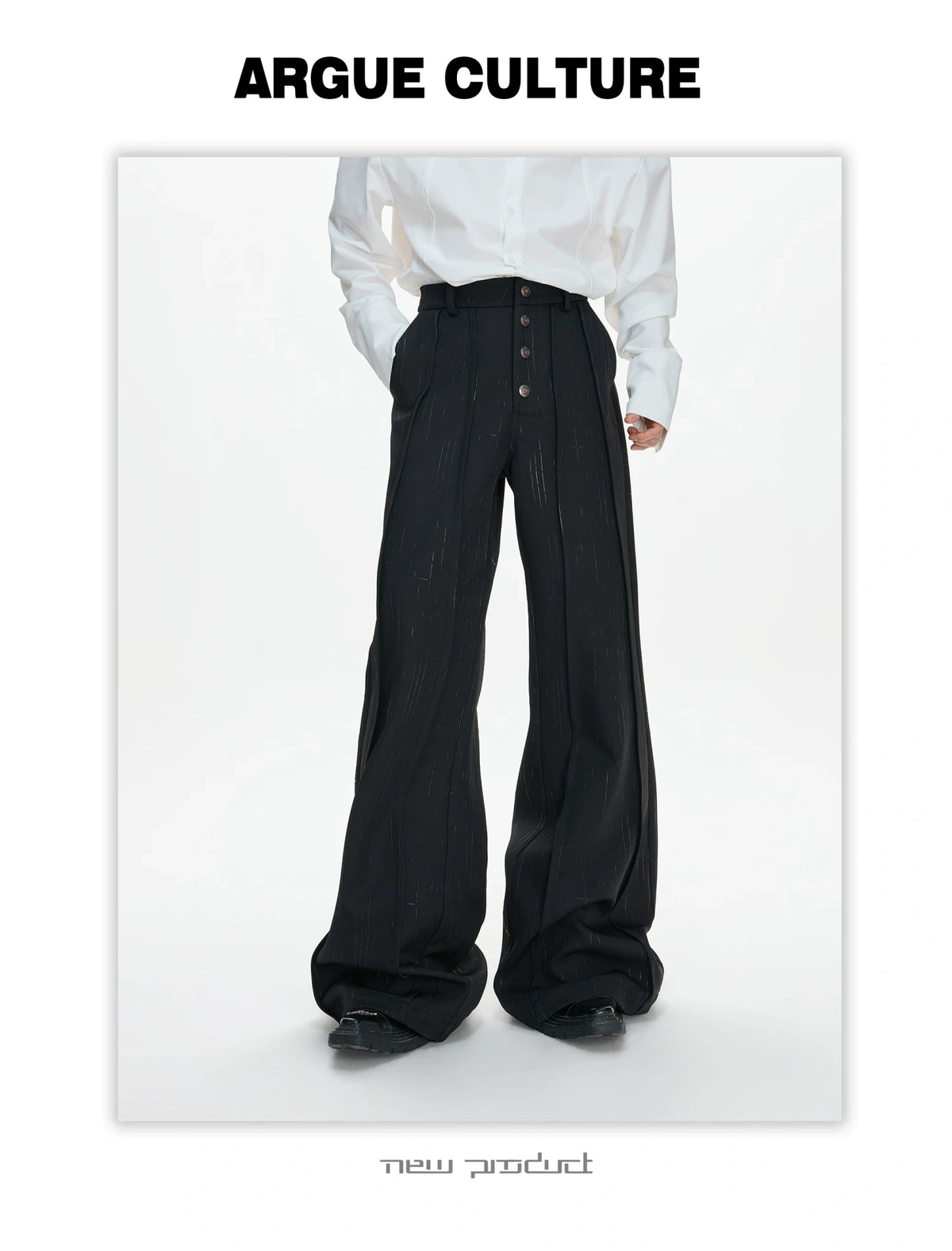 Black Pleated Blazer & Flare Pants Suit Set | Polyester - detail image 8