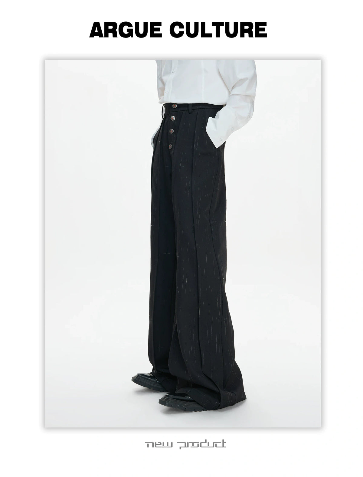 Black Pleated Blazer & Flare Pants Suit Set | Polyester - detail image 9
