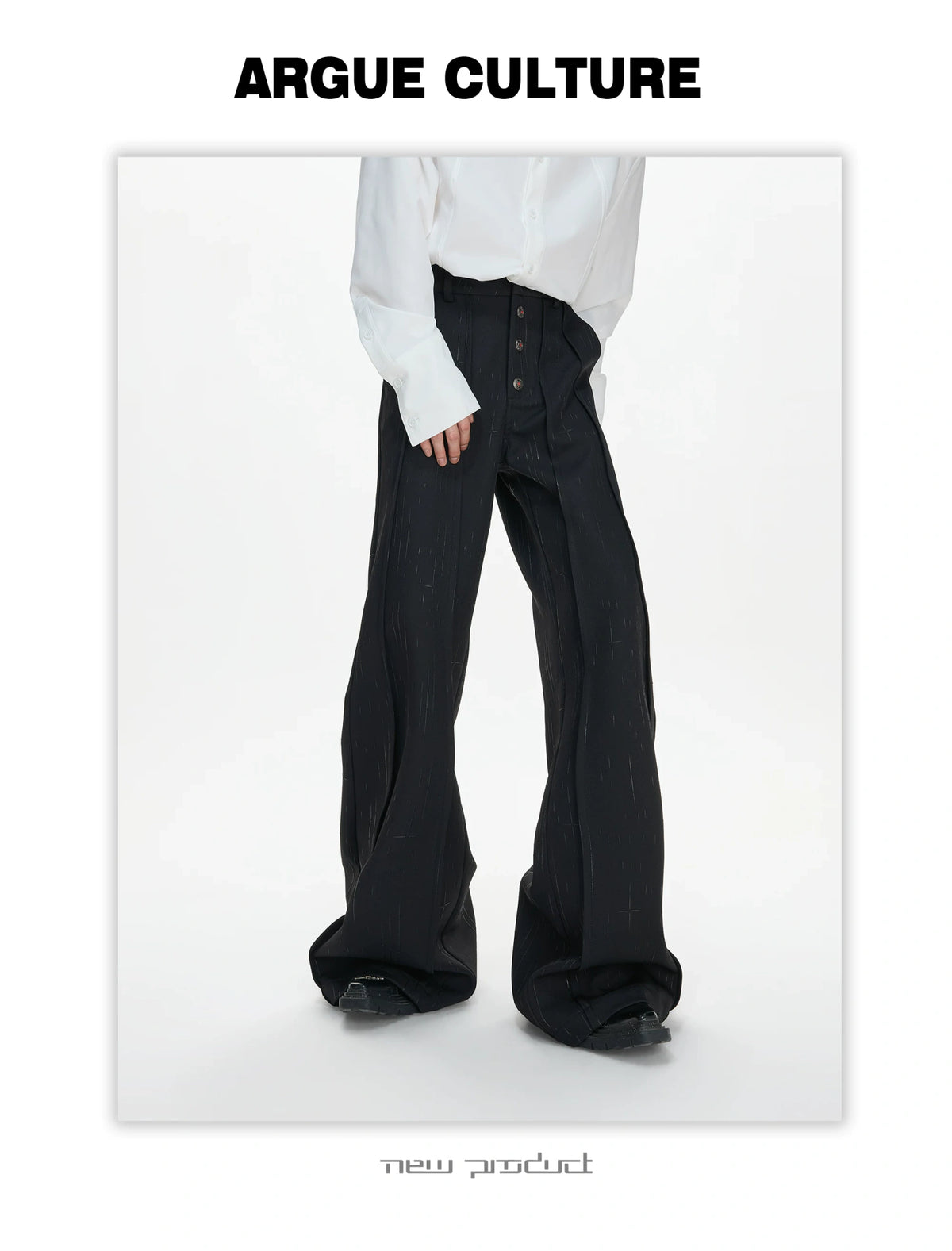 Black Pleated Blazer & Flare Pants Suit Set | Polyester - detail image 7