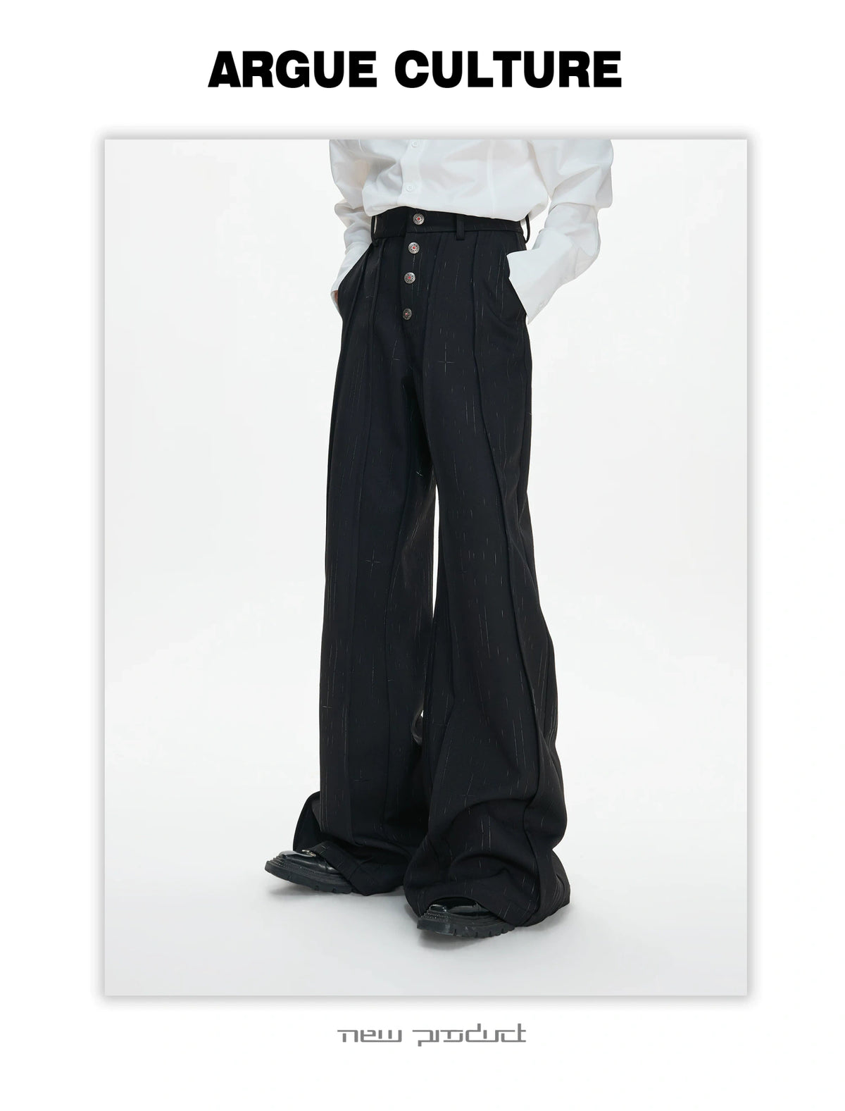 Black Pleated Blazer & Flare Pants Suit Set | Polyester - detail image 6