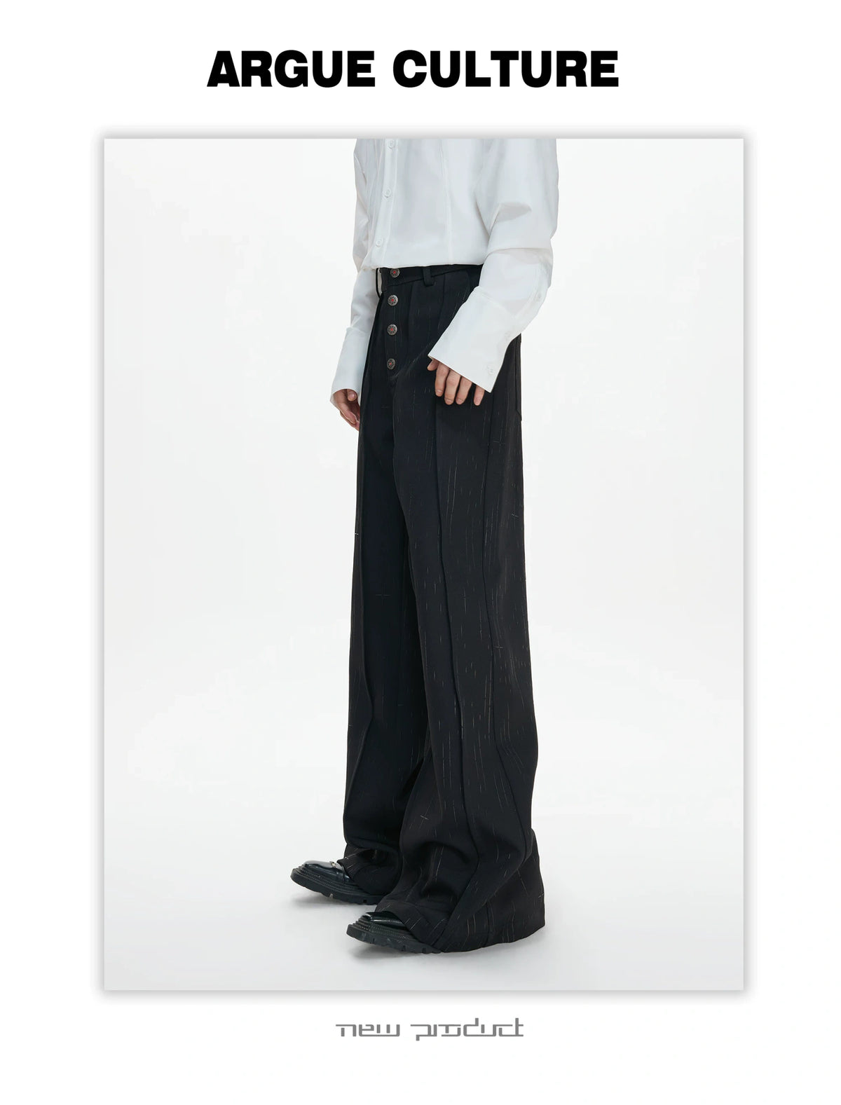 Black Pleated Blazer & Flare Pants Suit Set | Polyester - detail image 5