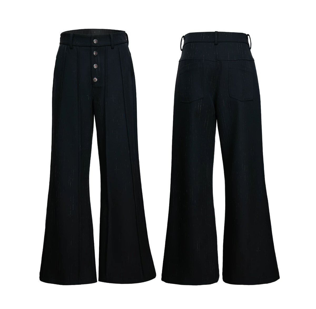 Black Pleated Blazer & Flare Pants Suit Set | Polyester - detail image 20